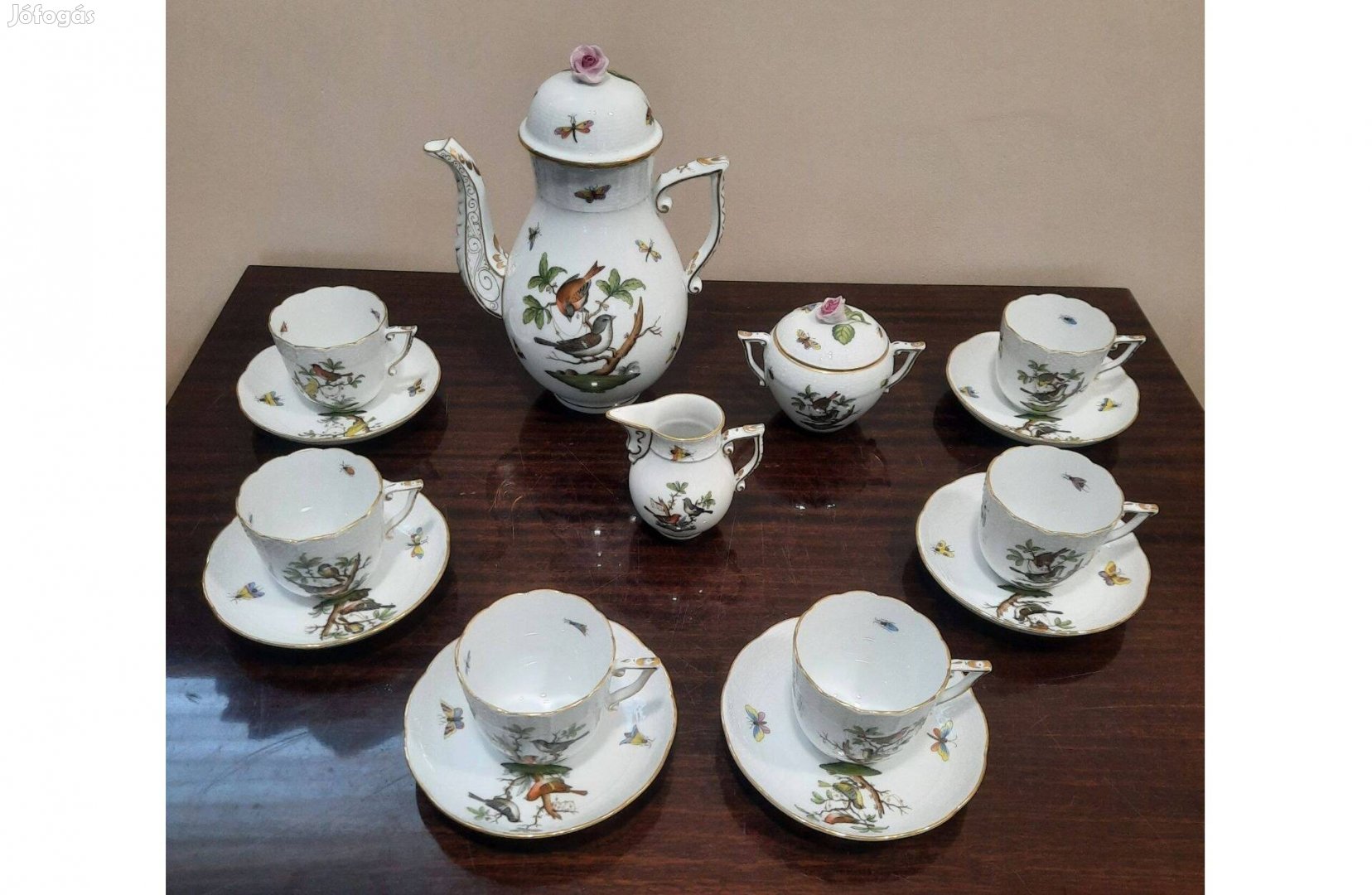 Herendi Rothschild mintás porcelán teás, capuccinós készlet
