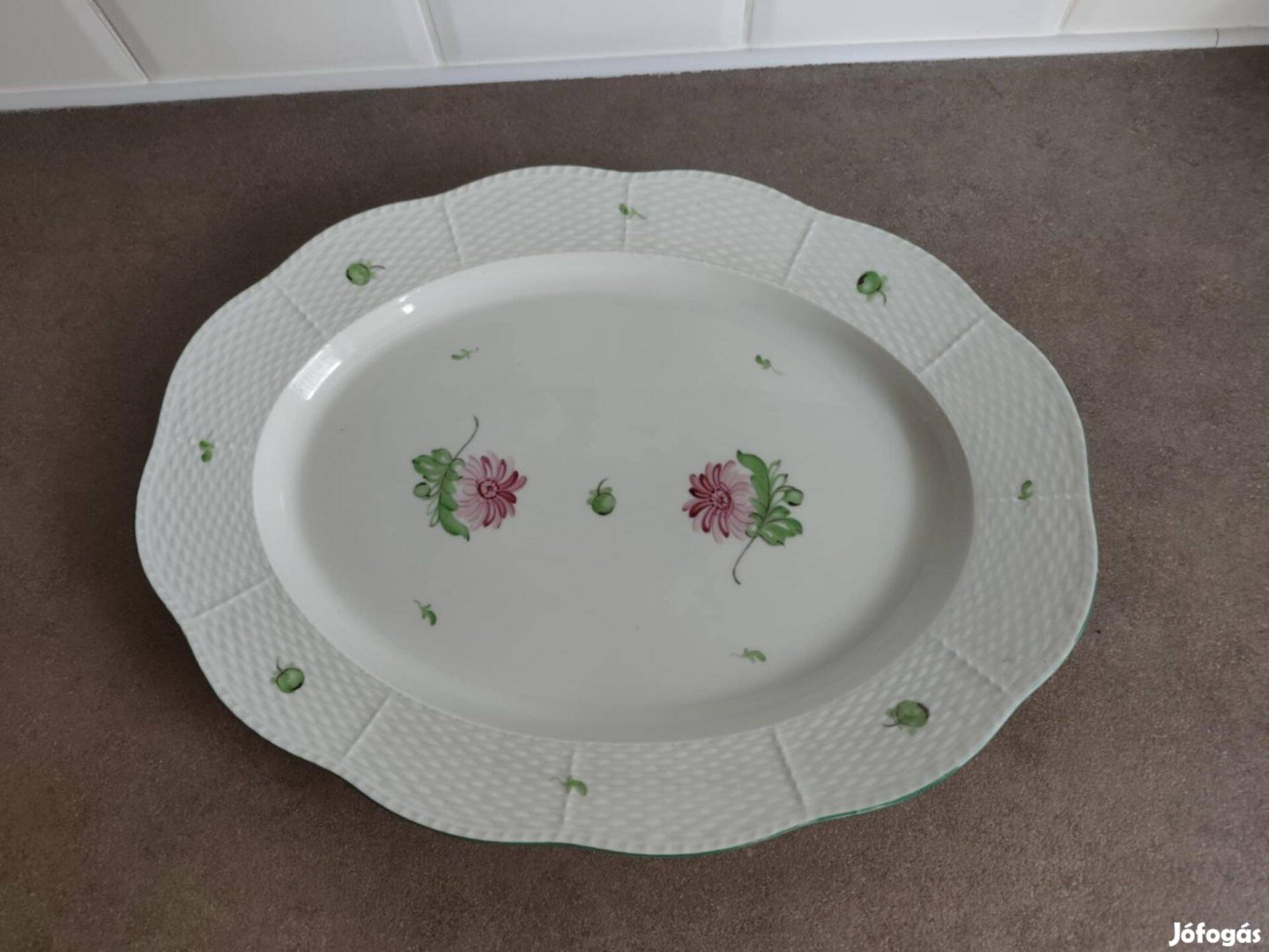 Herendi Tertia nagy méretű ovális, sültes, pecsenyés tál