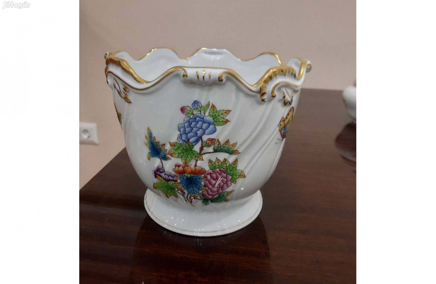 Herendi Viktória mintás porcelán barokk kaspó eladó!