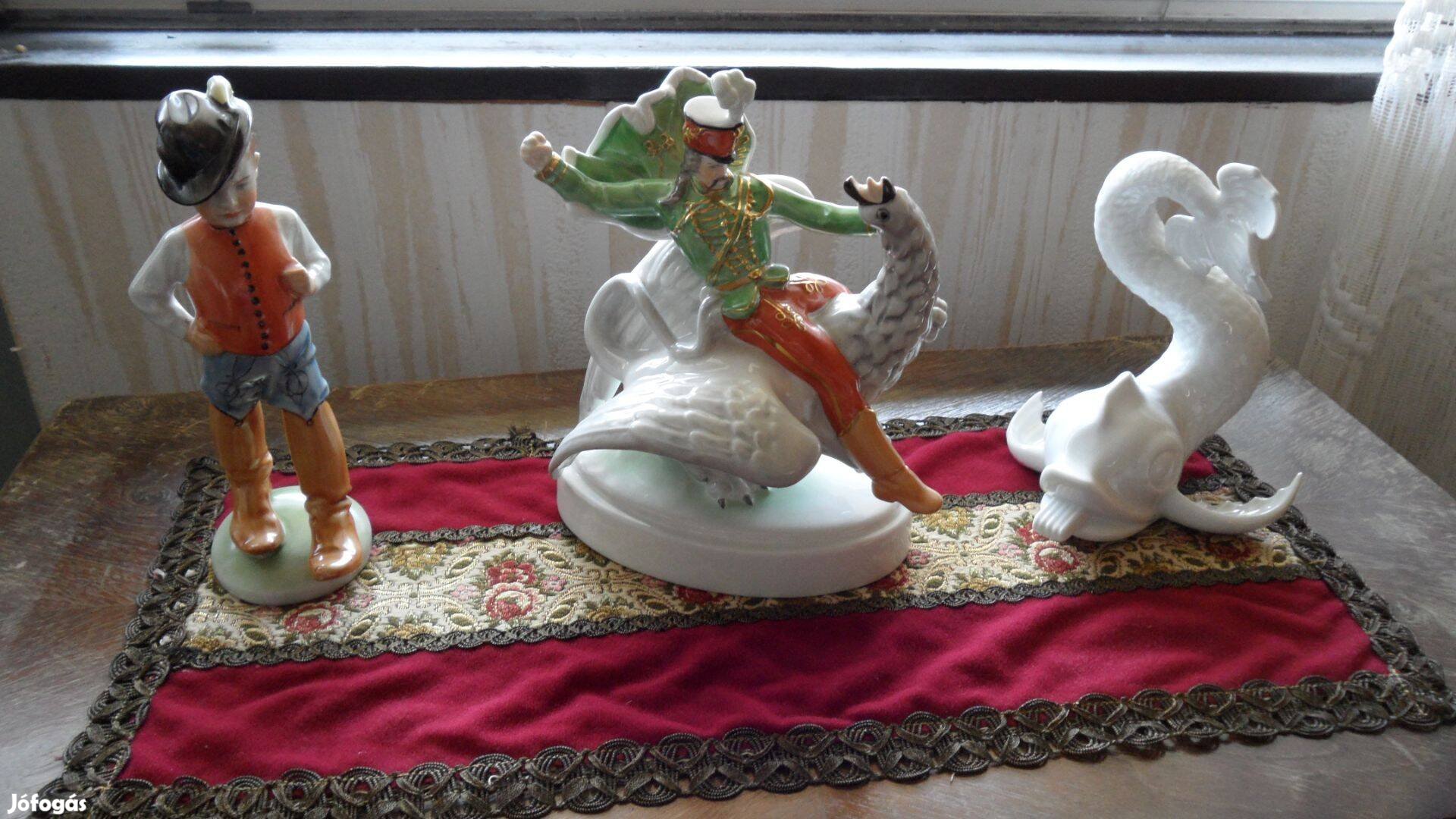 Herendi fenti hibátlan antik I.o. porcelán figura, váza, kaspó