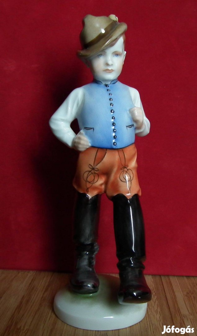 Herendi hétmérföldes csizmás fiú porcelán figura 21 cm