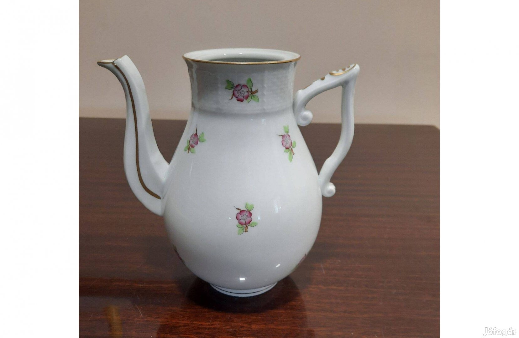 Herendi mályva virágmintás porcelán teás kanna, tea kiöntő eladó!