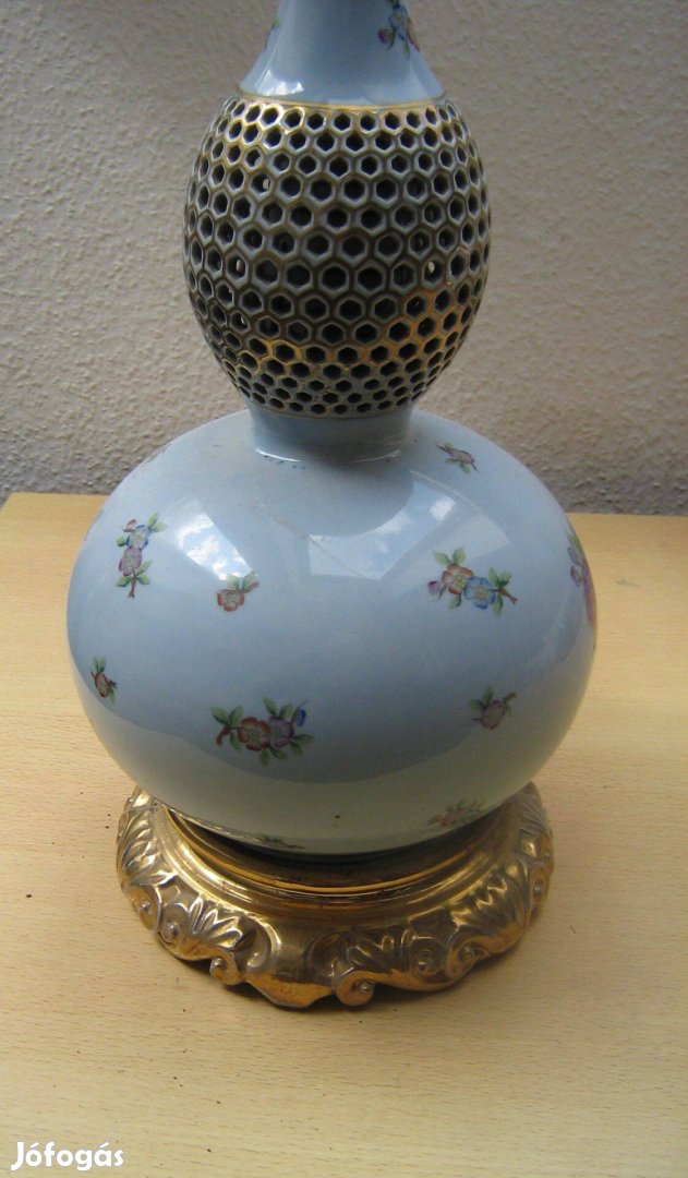 Herendi mintás porcelán asztali lámpa,a talp márkajelzése Zsolnay