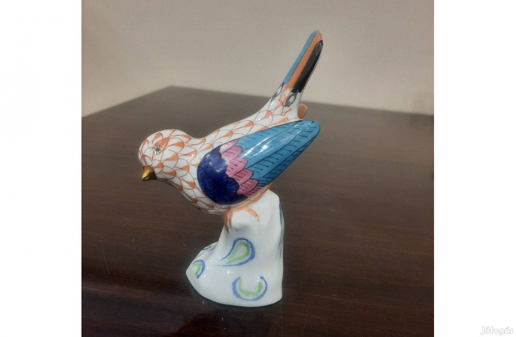 Herendi pikkely mintás, pikkelyes porcelán madár figura eladó!