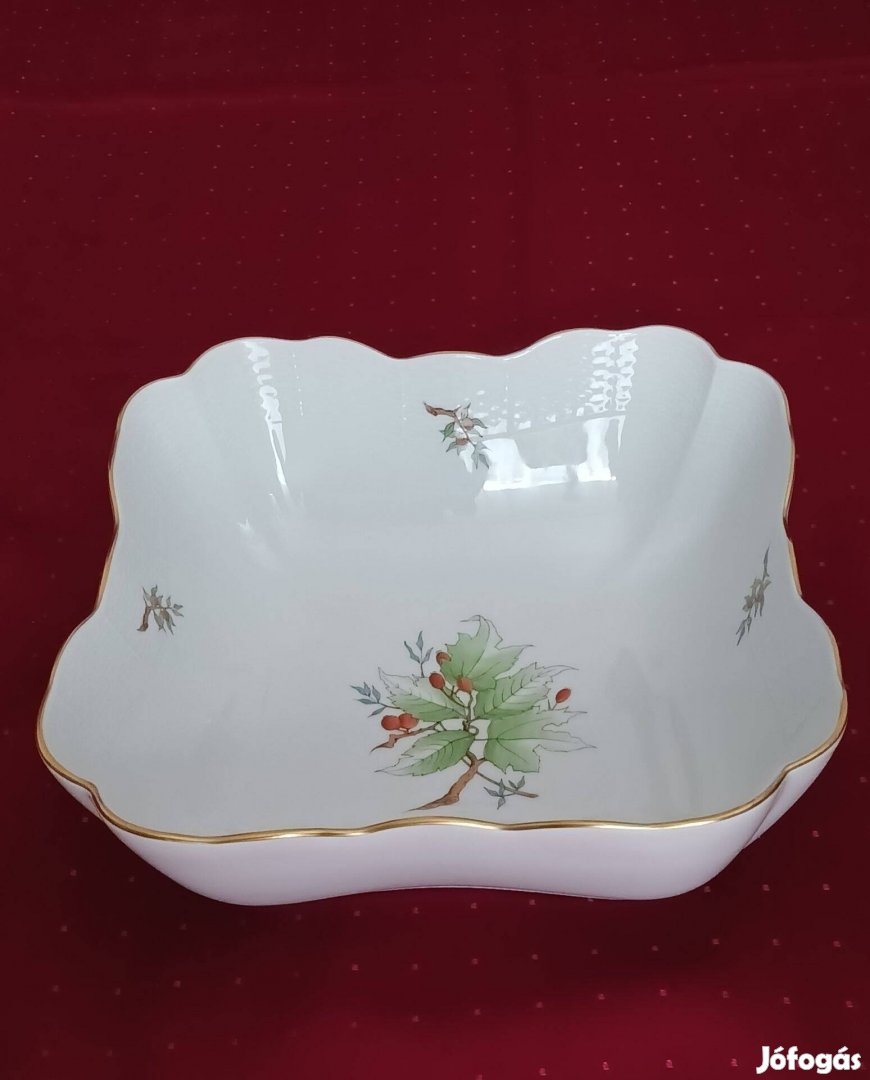 Herendi porcelán, Csipkebogyó(Hecsedli) mintás, hatalmas salátás tál