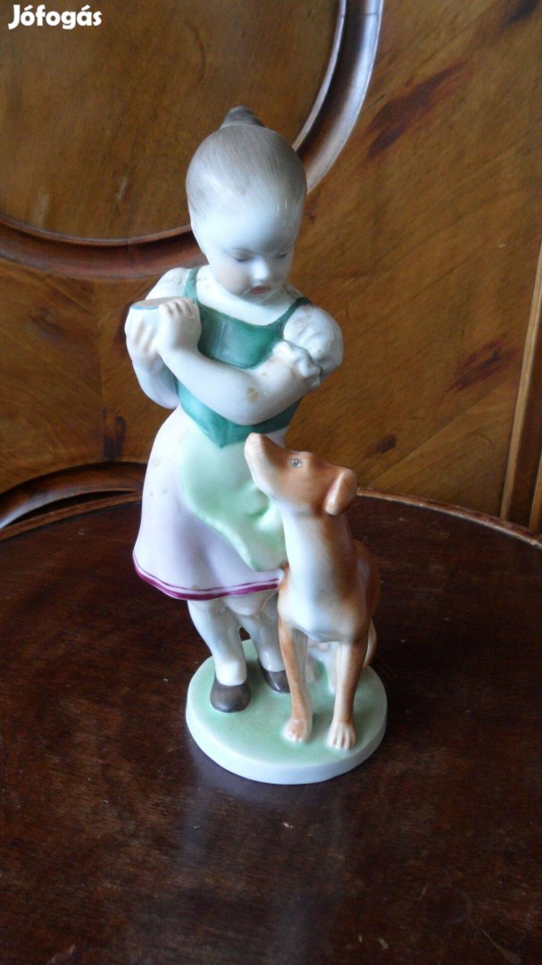 Herendi porcelán, "lány a kutyával" 2 figurás kompozíció első kézből
