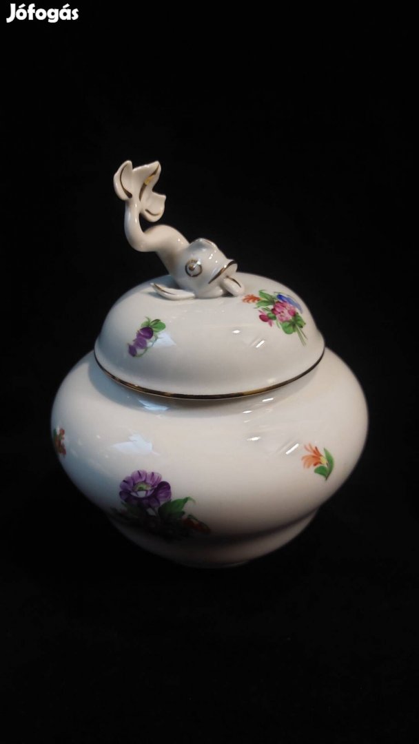 Herendi porcelán, halacska fogós tetejű nagy tároló