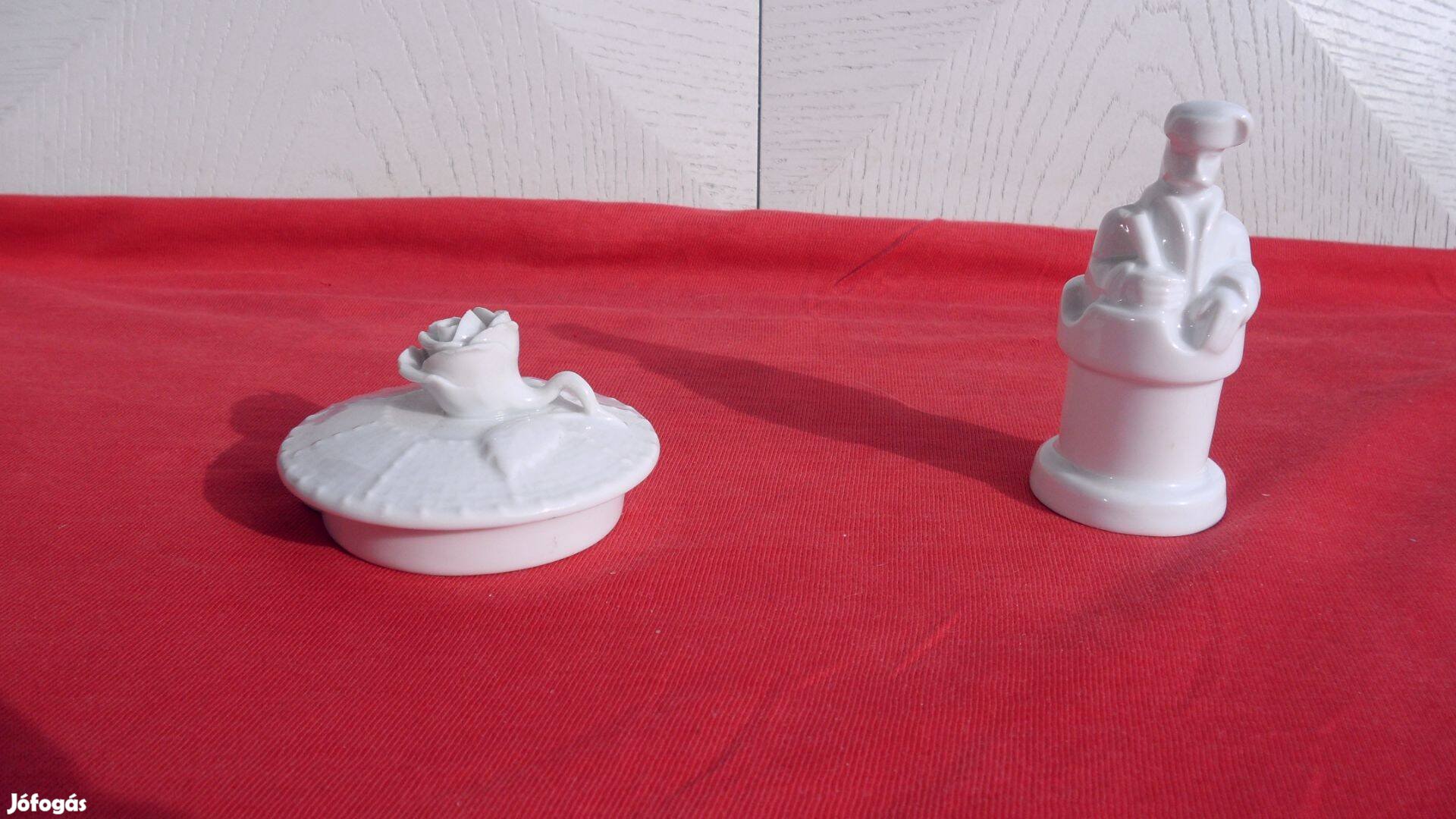 Herendi porcelán fehér szép "míves" sakk figura, (bástya) 8x4,6 cm