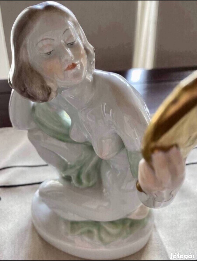 Herendi porcelán figura- hölgy tükörrel