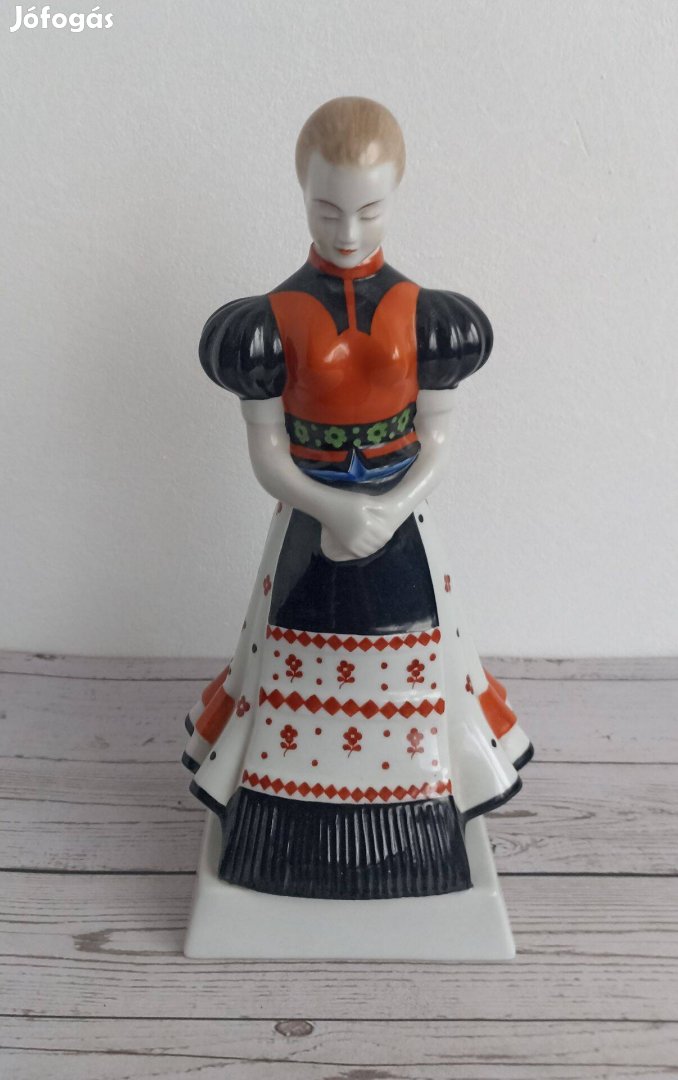 Herendi porcelán népies esküvői öltözetű lány Antik!