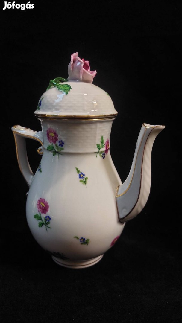 Herendi porcelán rózsás tetejű kávé kiöntő