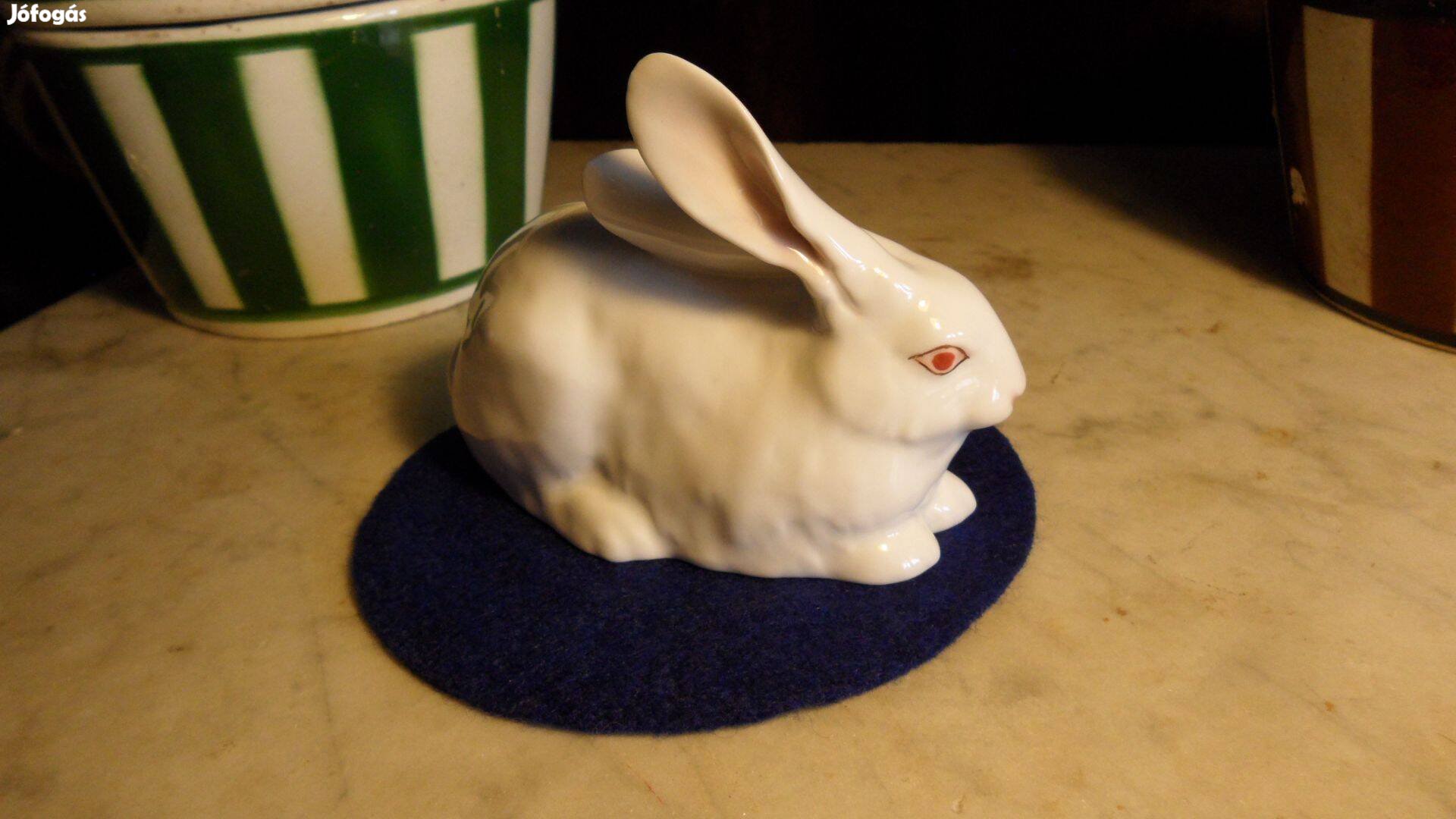 Herendi porcelán színes I o. nyúl, nyuszi figura dísztárgy