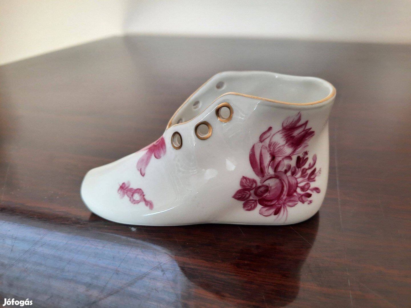 Herendi pur-pur virágmintás porcelán cipő eladó! 1.oszt