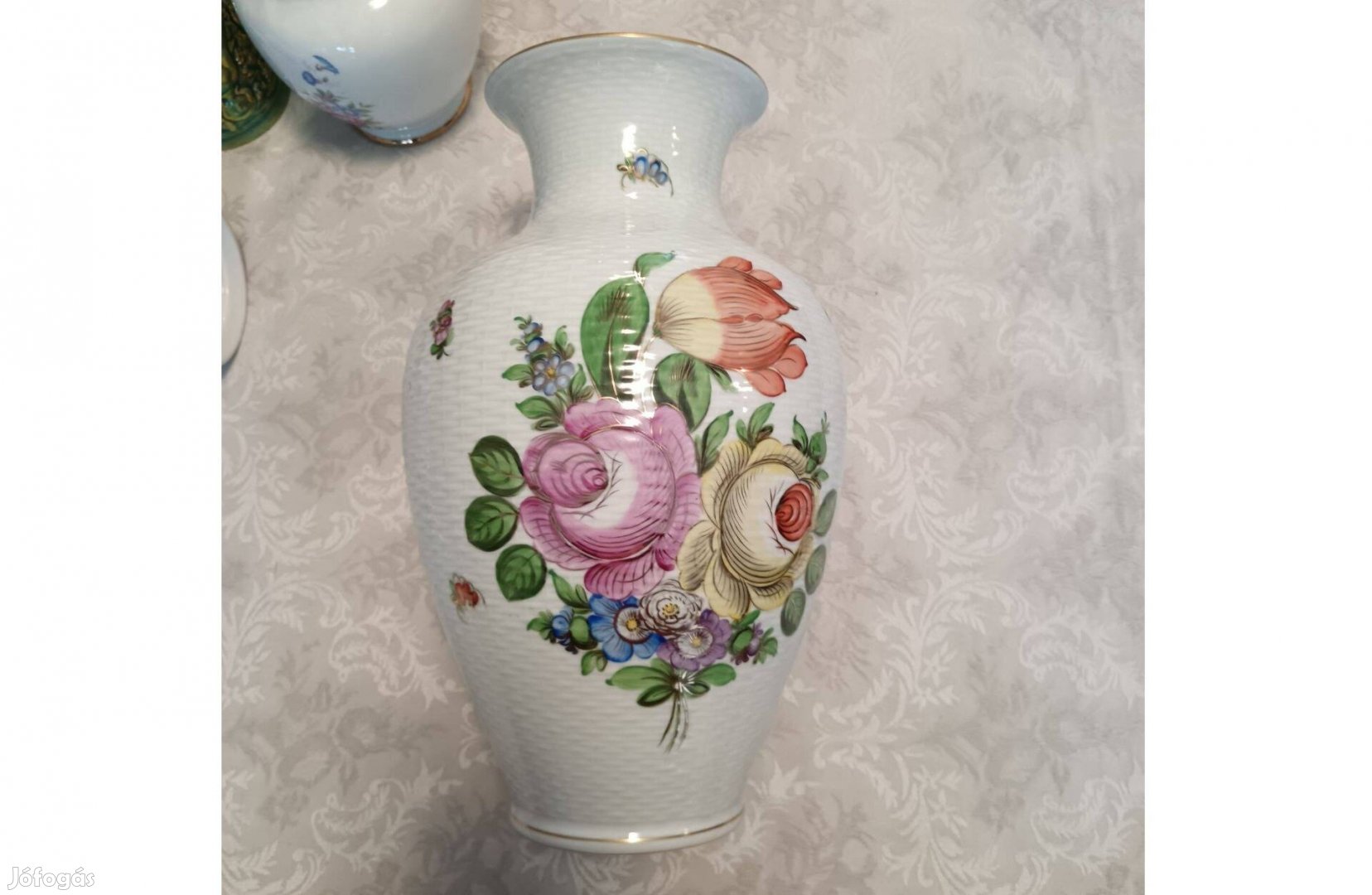 Herendi viktóriamintás hatalmas porcelán váza a drágább