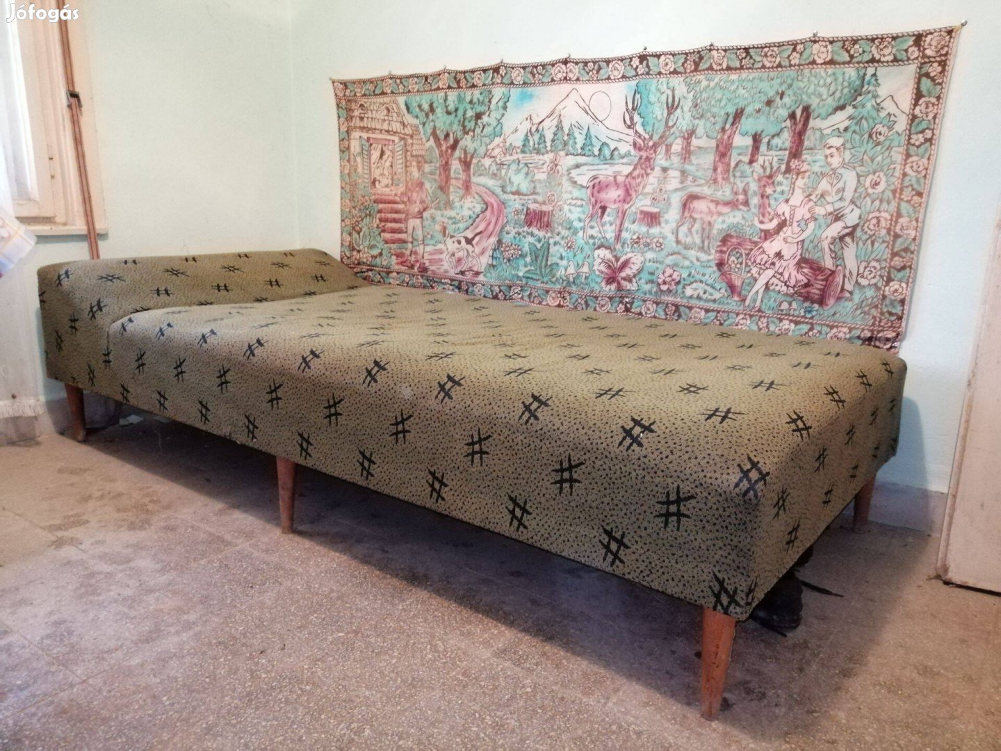 Heverő kanapé pamlag sezlon rugós régi design ágy retro db hibátlan