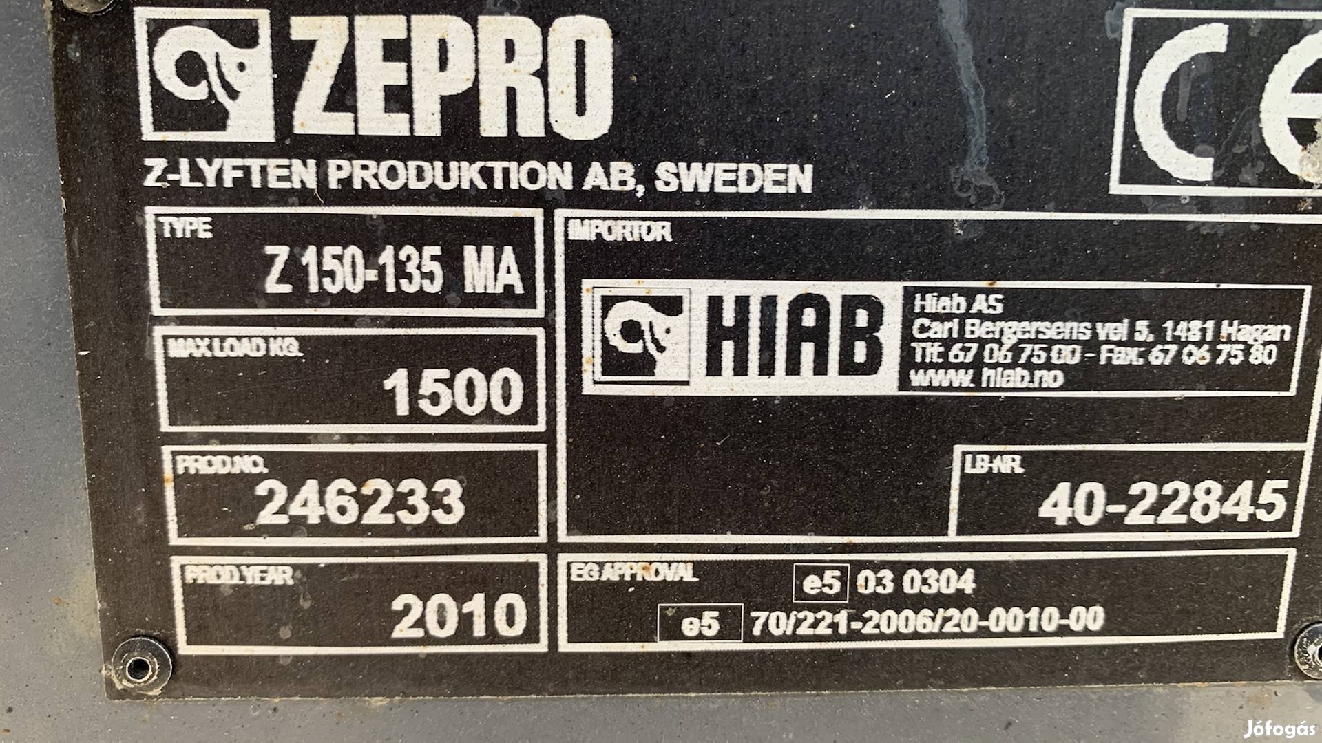 Hiab/ Zepro Z150-135 MA emelőhátfalas felépítmeny