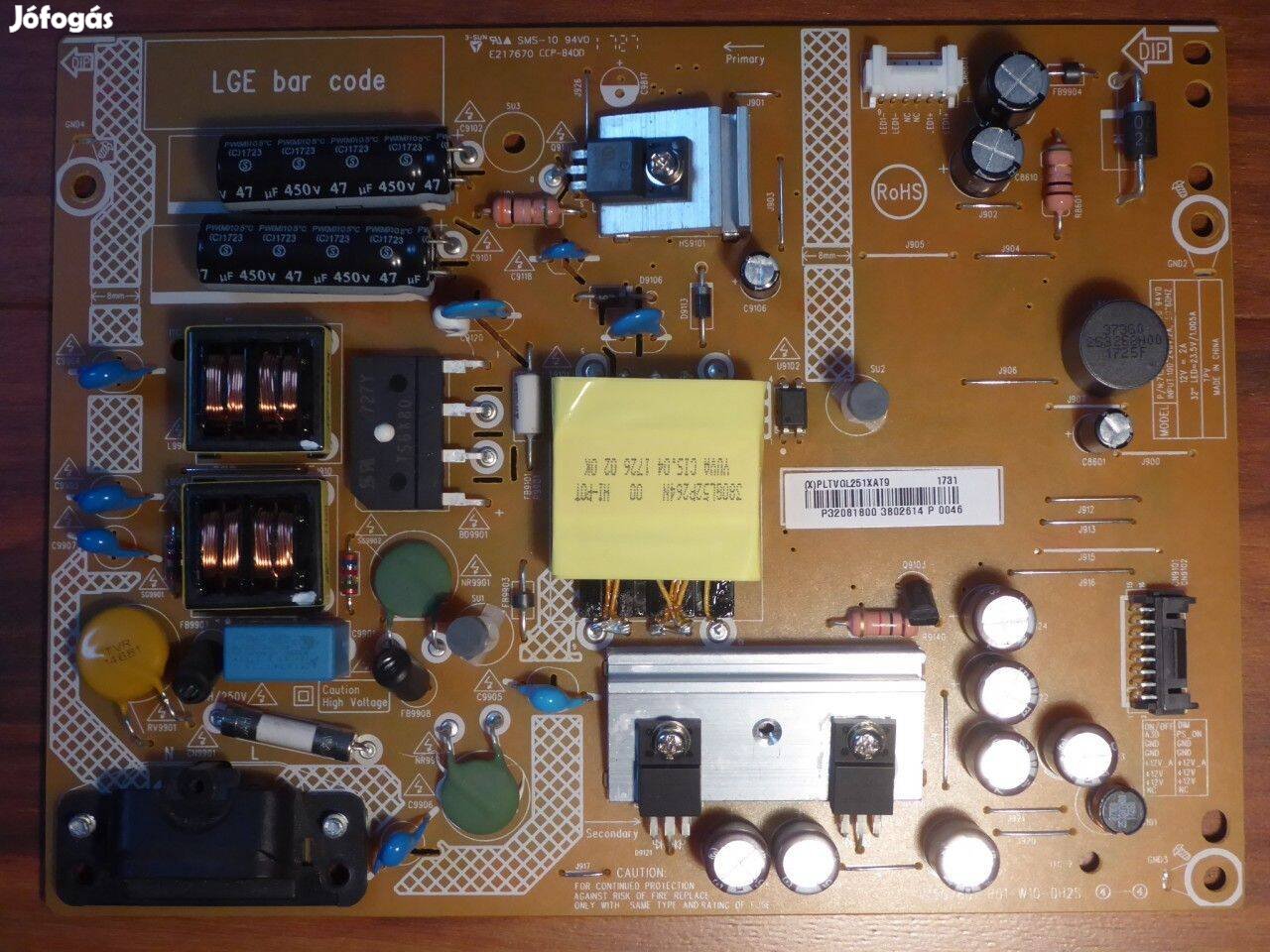 Hibás 715G7801-P01-W10-0H2S táppanel (LG 32LJ500V LED TV-hez)