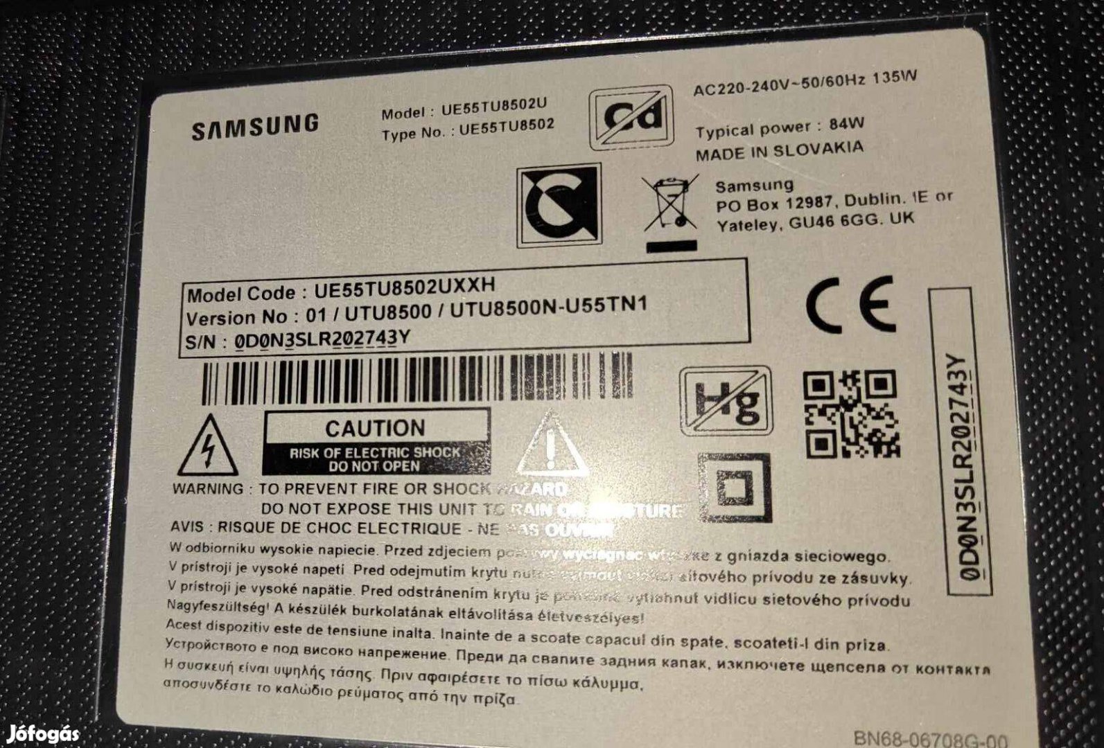 Hibás Samsung 55tu8502 tv alkatrésznek