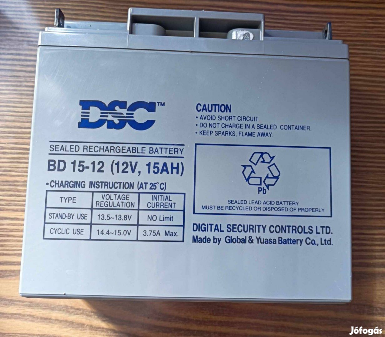 Hibás riasztó akkumulátor DSC 12V 15AH BD 15-12 3.75A ólomakkumulátor
