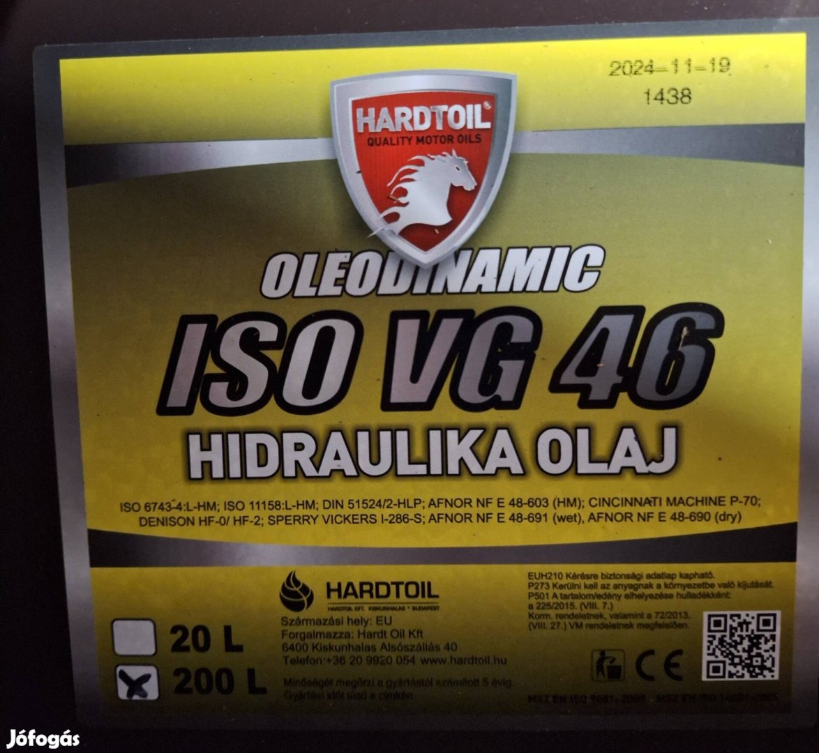 Hidraulika olaj 46 os eladó Kecskemét