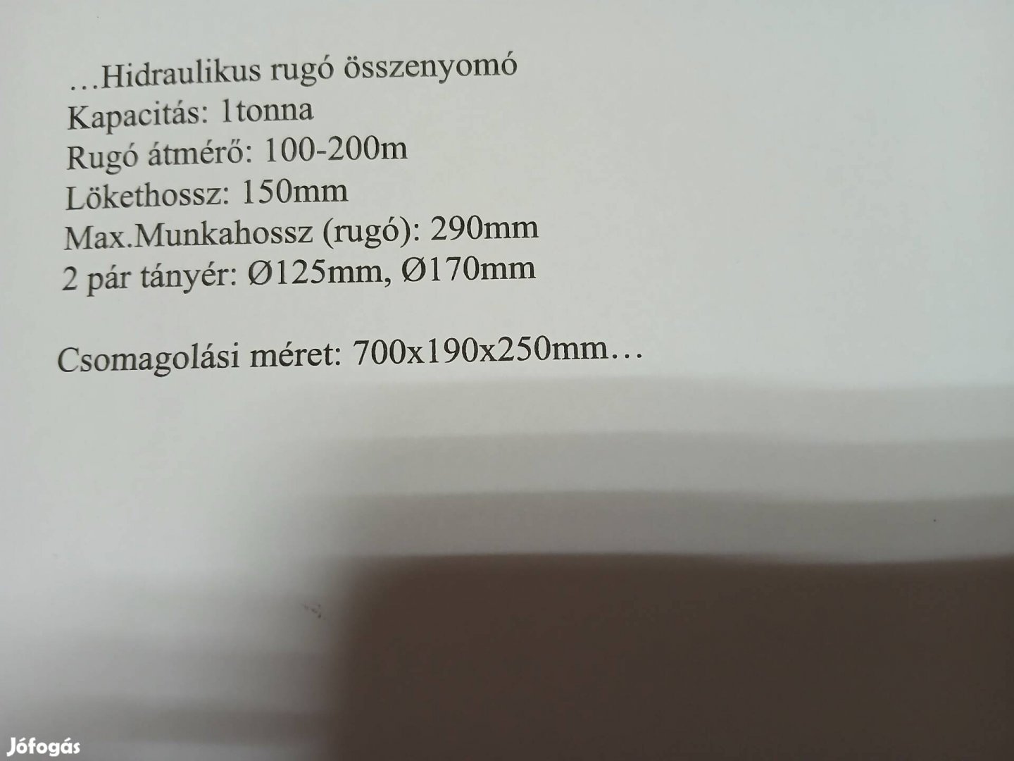 Hidraulikus rugó összenyomó szerszám 1T