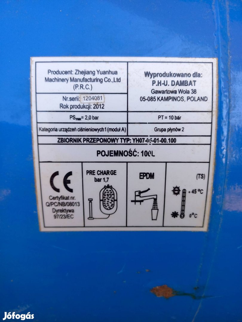 Hidrofor tartály 100l