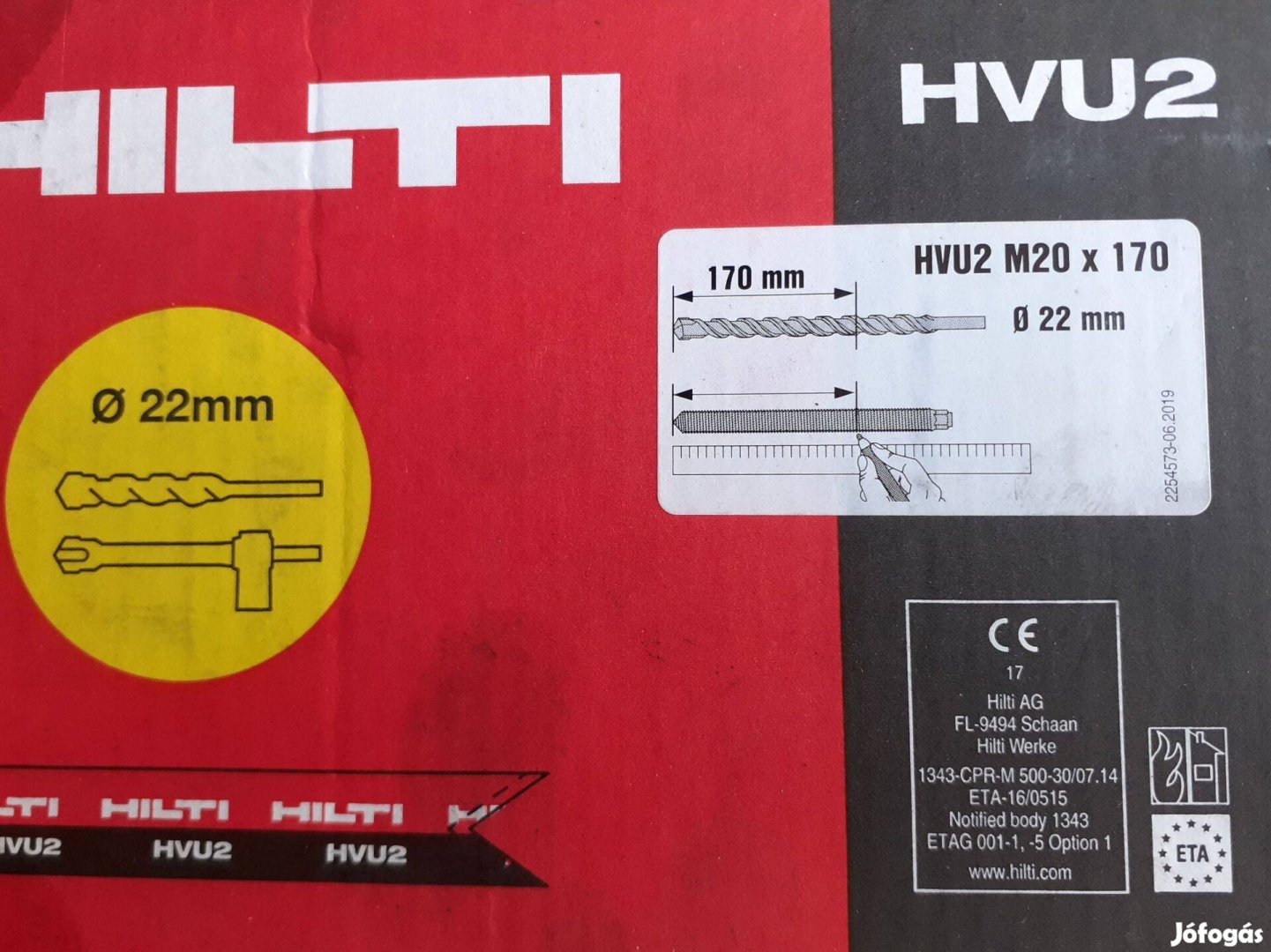 Hilti Hvu2 ragasztópatron, ragasztókapszula M20x170