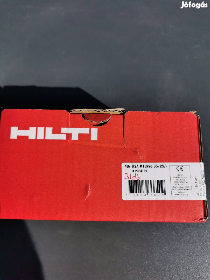 Hilti beütőék M10x98 alapcsavar