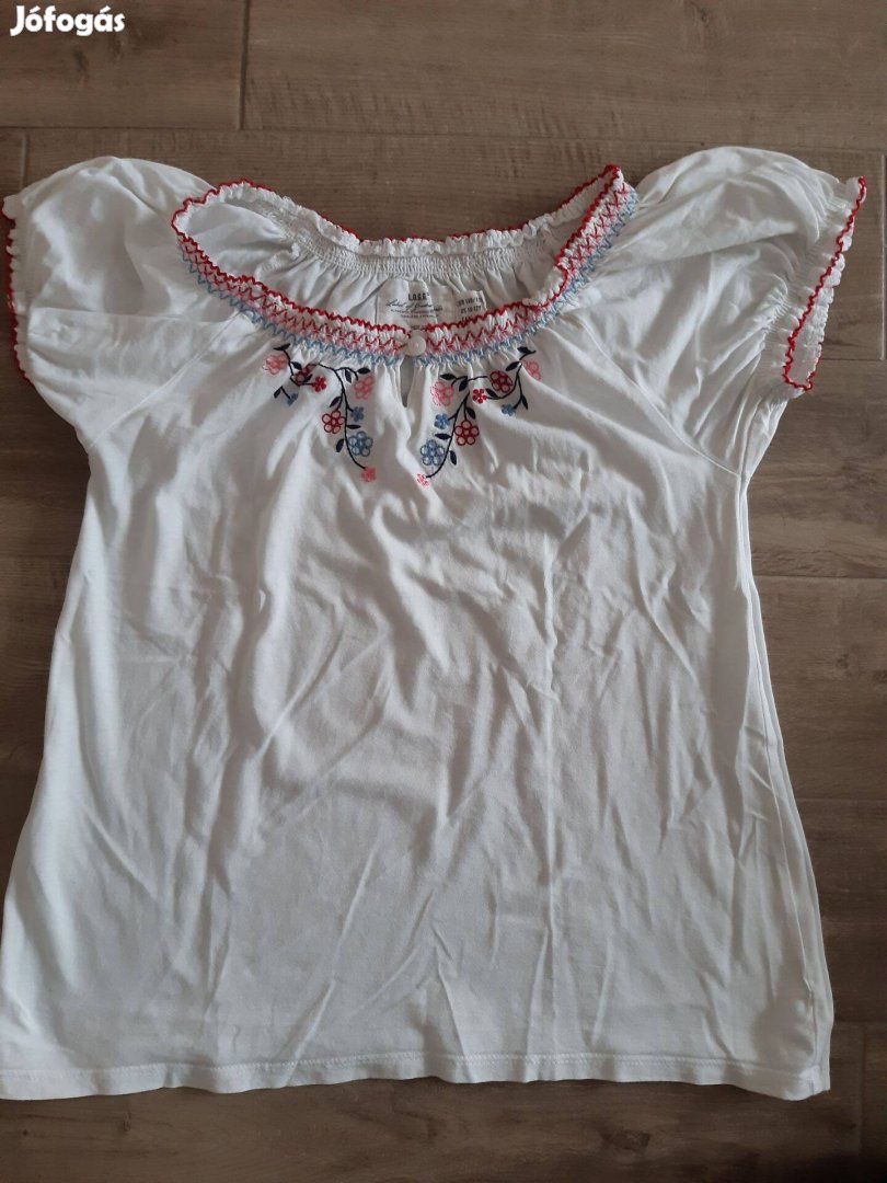 Hímzett H&M lány világos póló 146-152-es méretben
