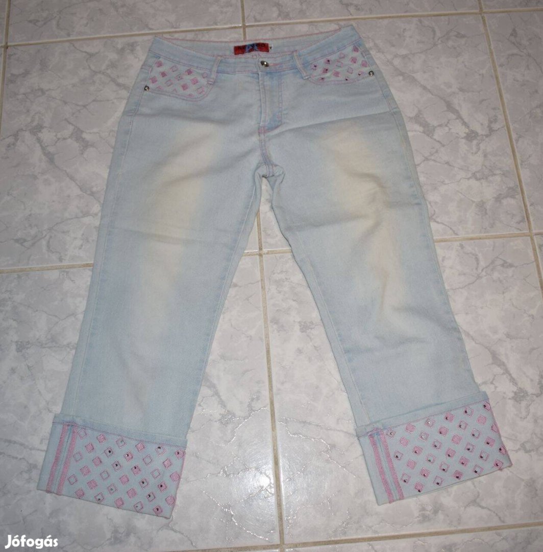 Hímzett női farmer térdnadrág