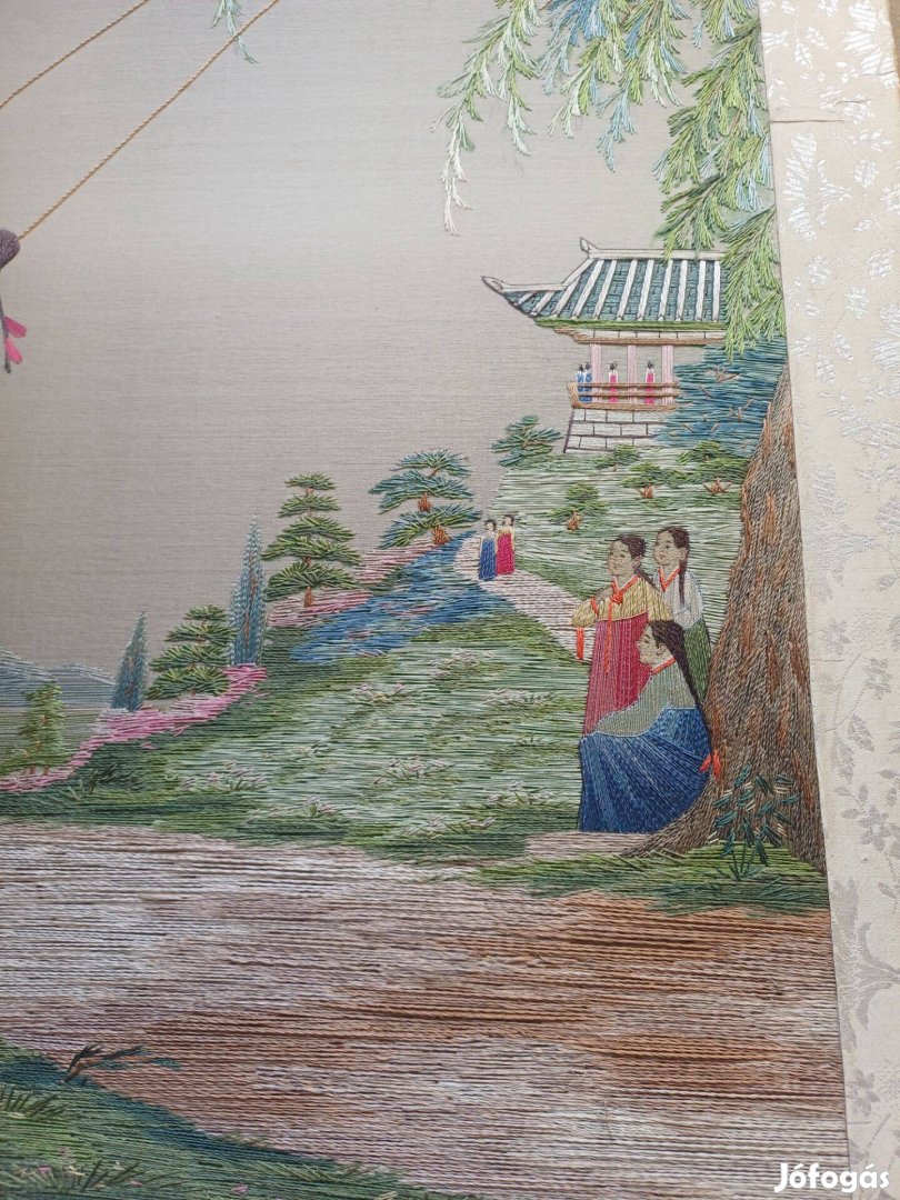 Hímzett selyem kép