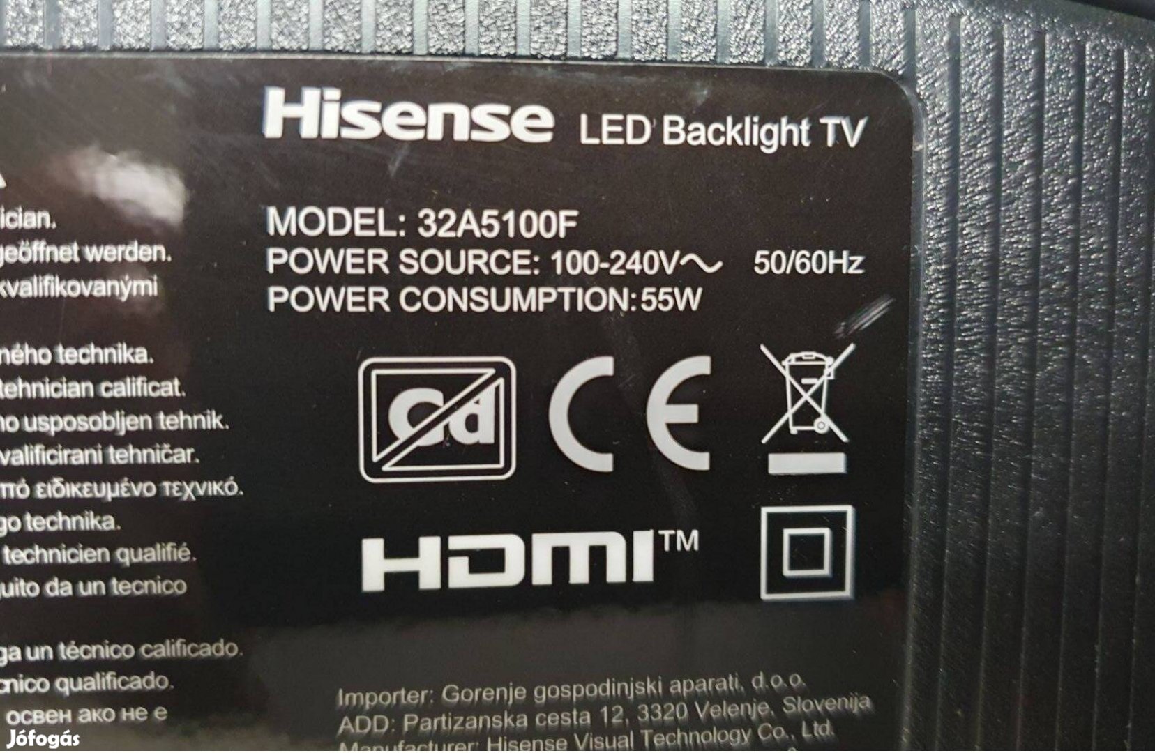 Hisense 32A5100F LED LCD tv hibás törött alkatrésznek