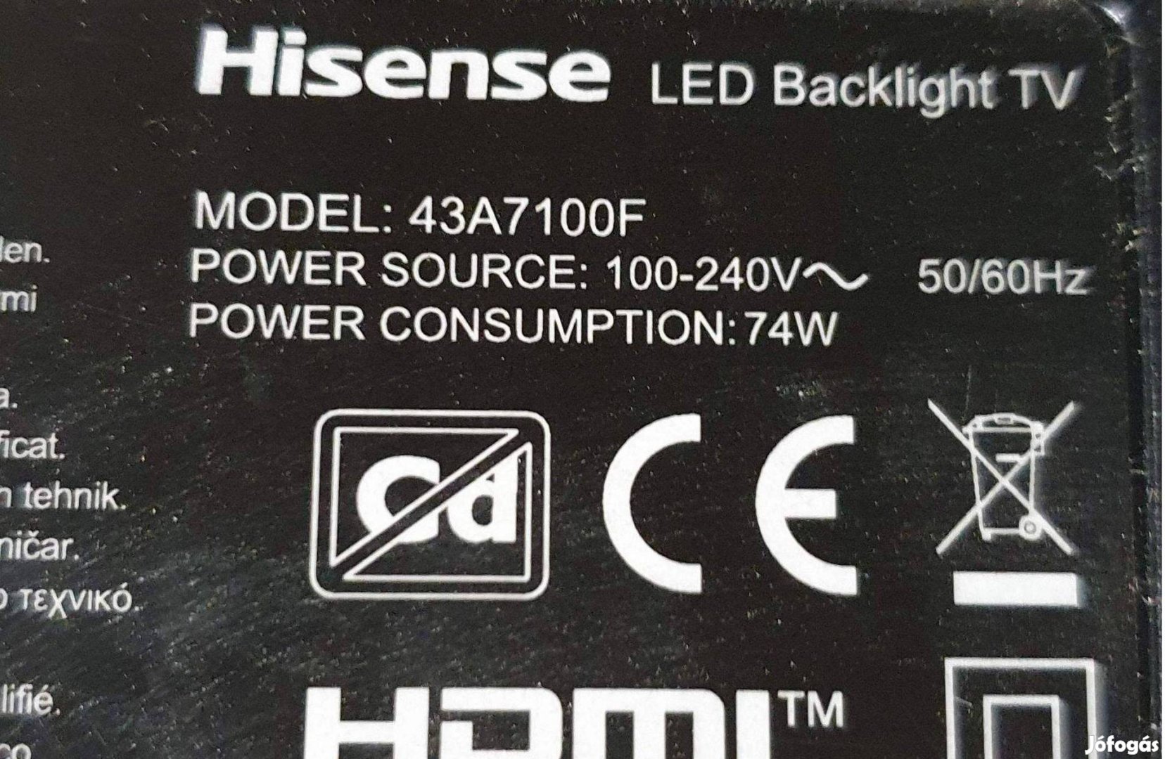 Hisense 43A7100F LED LCD tv hibás törött alkatrésznek 4K UHD Smart