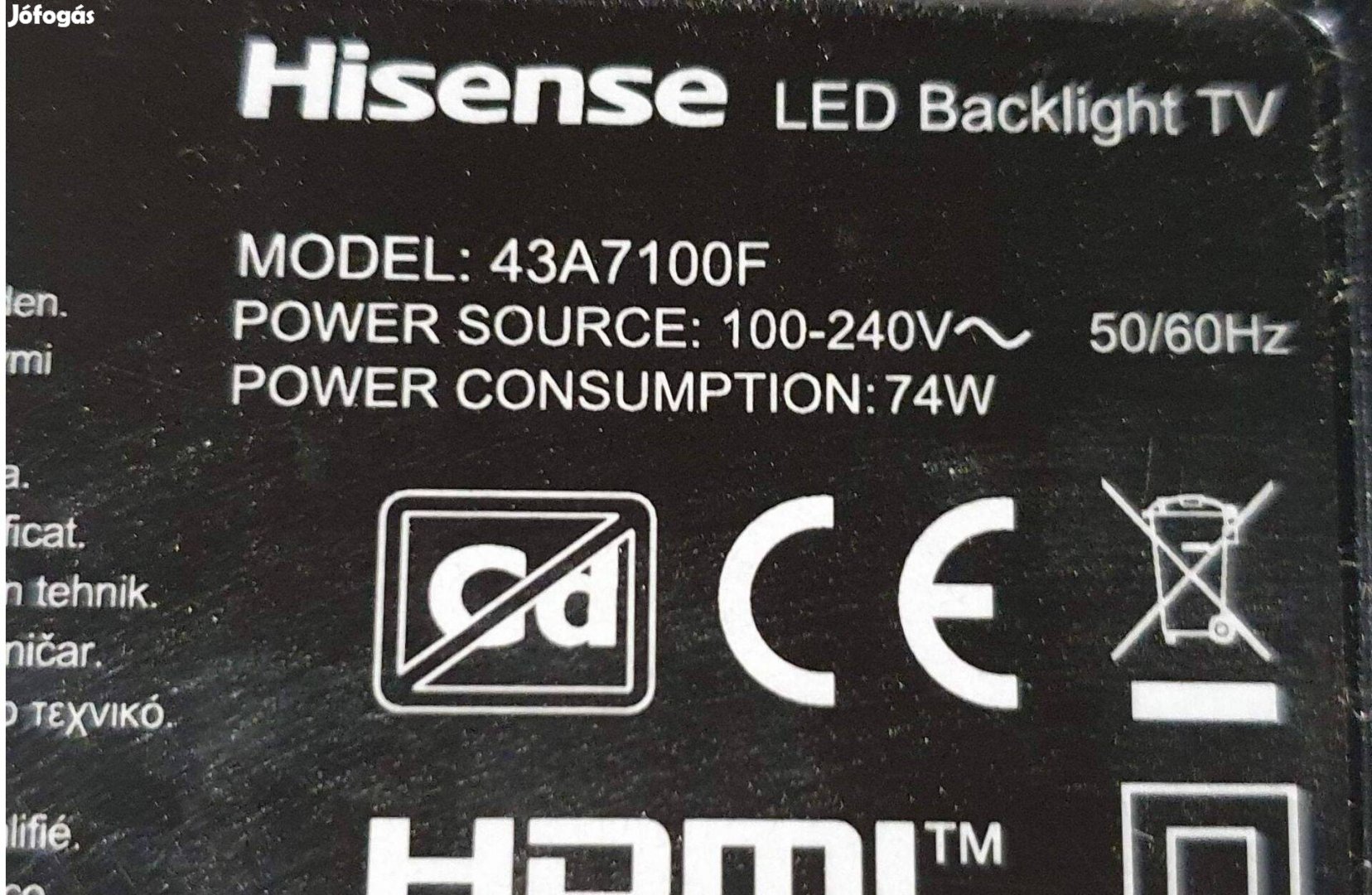 Hisense 43A7100F LED LCD tv hibás törött alkatrésznek 4K UHD Smart