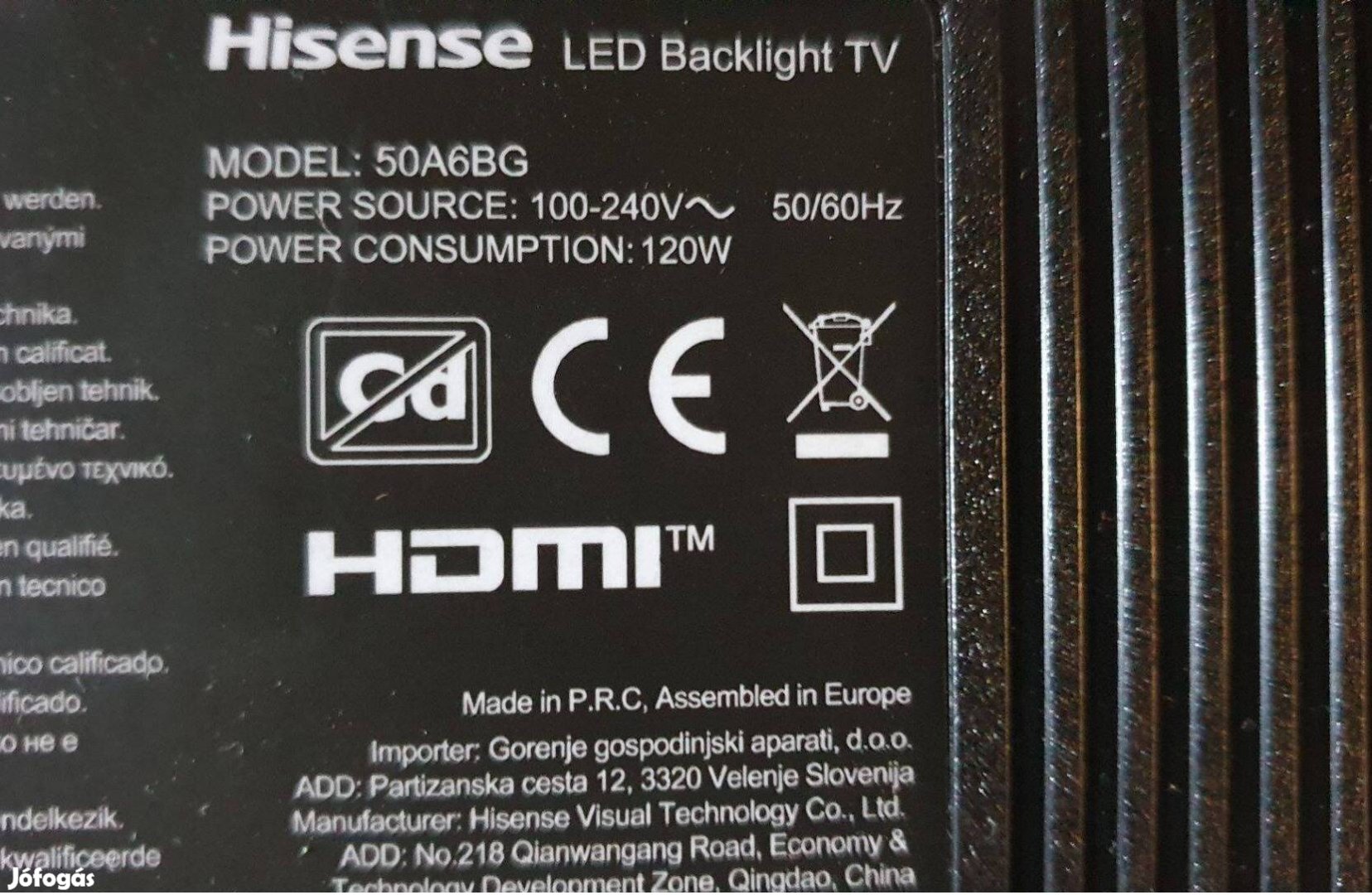 Hisense 50A6BG LED LCD tv UHD 4K hibás törött alkatrésznek