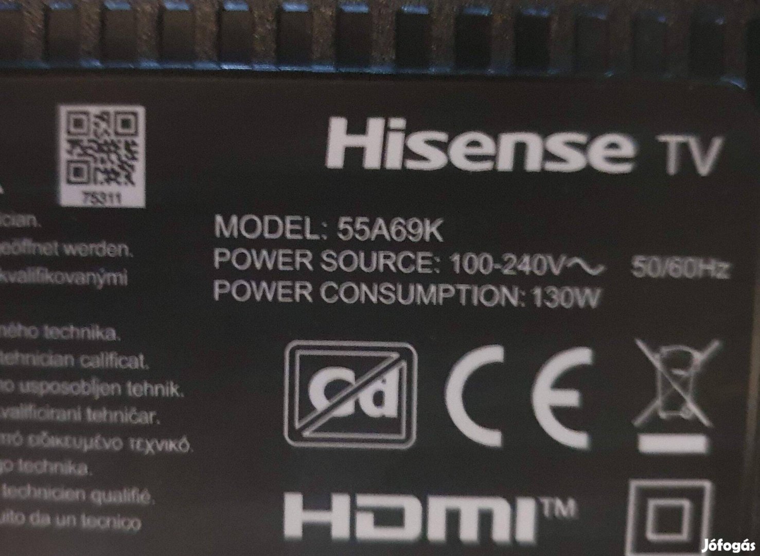 Hisense 55A69K LED LCD tv hibás törött alkatrésznek