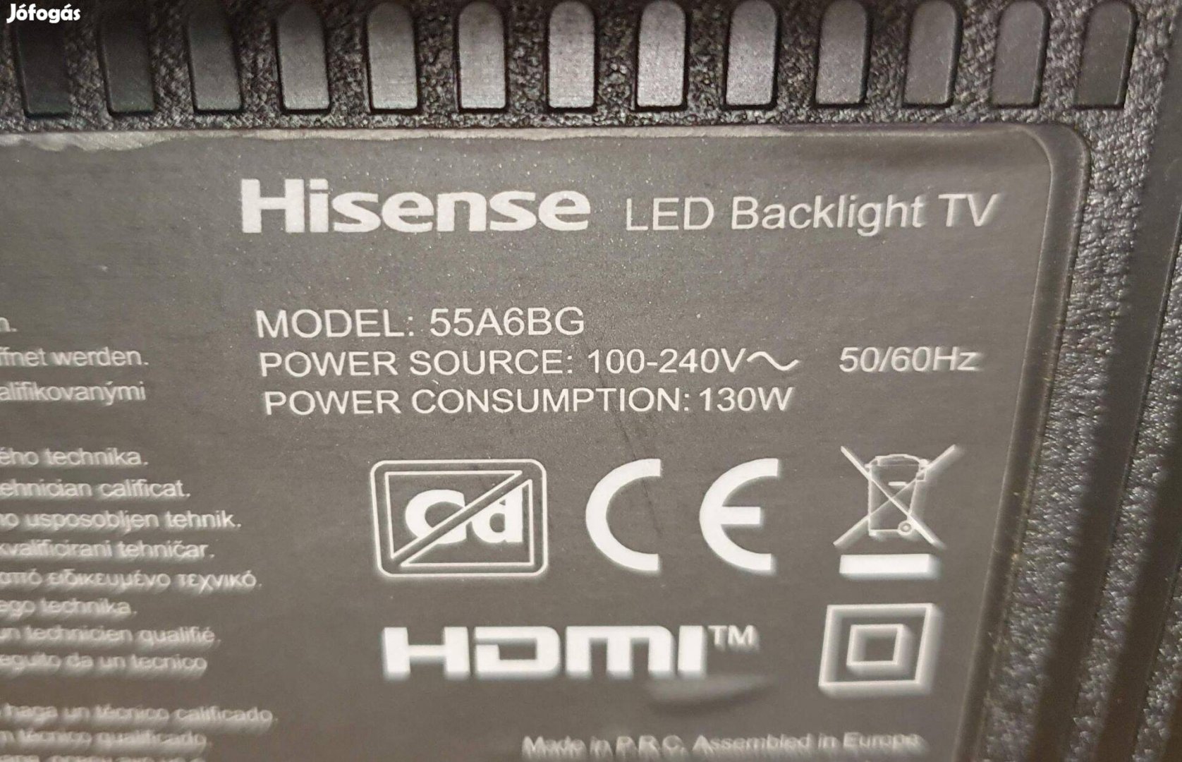 Hisense 55A6BG LED LCD tv hibás törött alkatrésznek