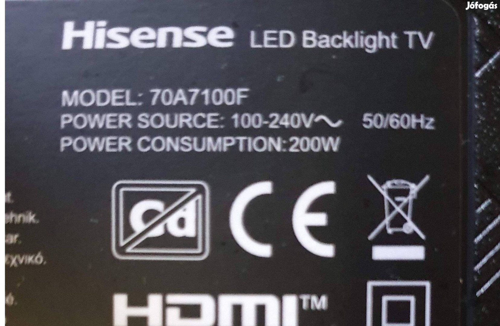 Hisense 70A7100F 4K UHD Smart LED LCD tv hibás törött alkatrésznek