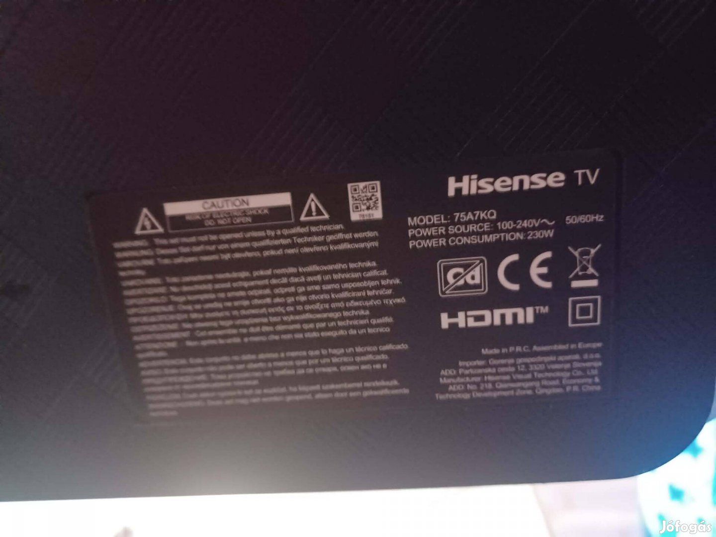 Hisense 75 nagyképernyős okos tv
