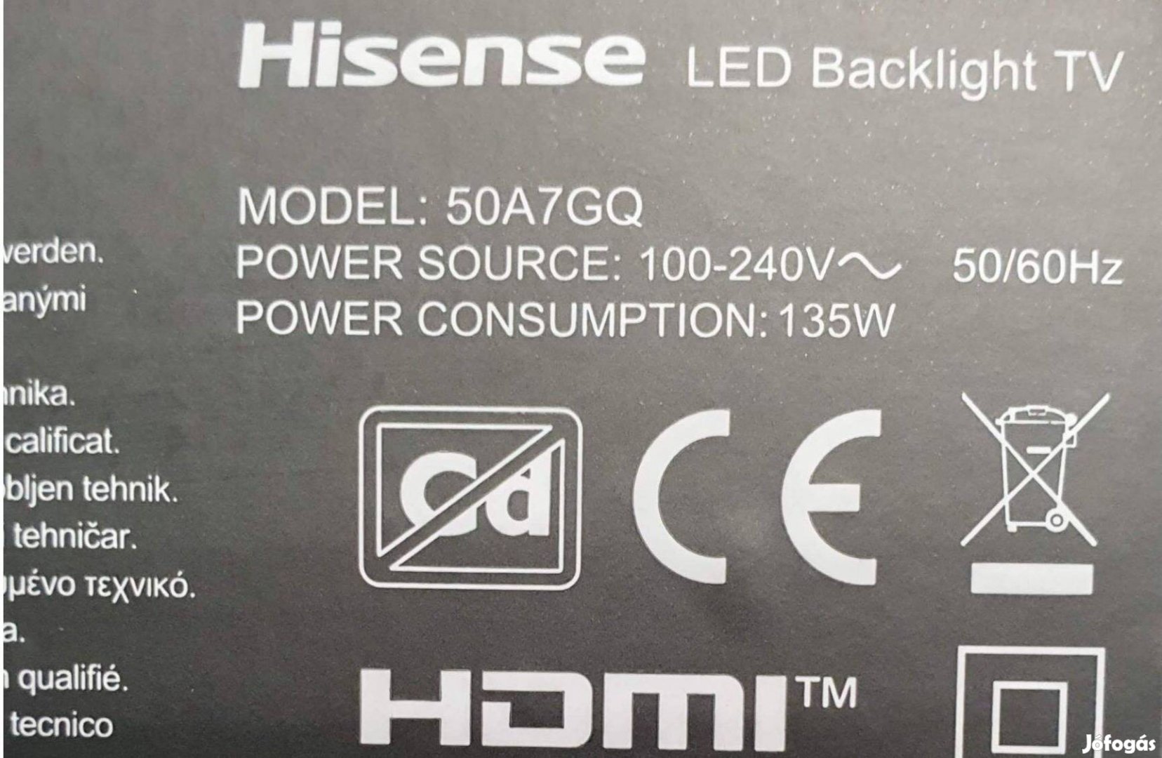 Hisense Qled 50A7GQ 4K UHD Smart LED LCD tv hibás törött