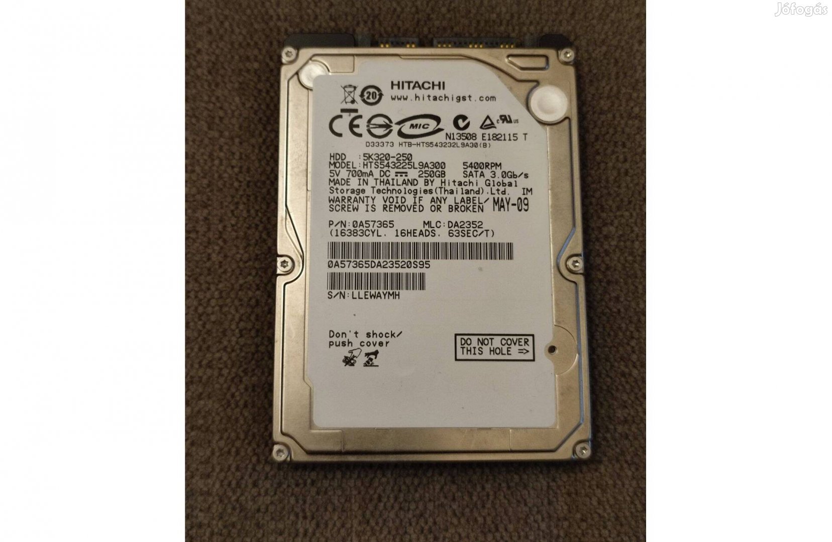 Hitachi 250 GB SATA HDD - Laptop merevlemez