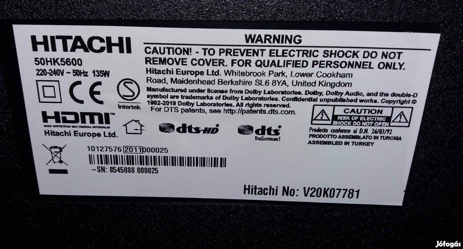 Hitachi 50HK5600 UHD LED tv panelek Tcon elkelt! 17IPS72 17MB230