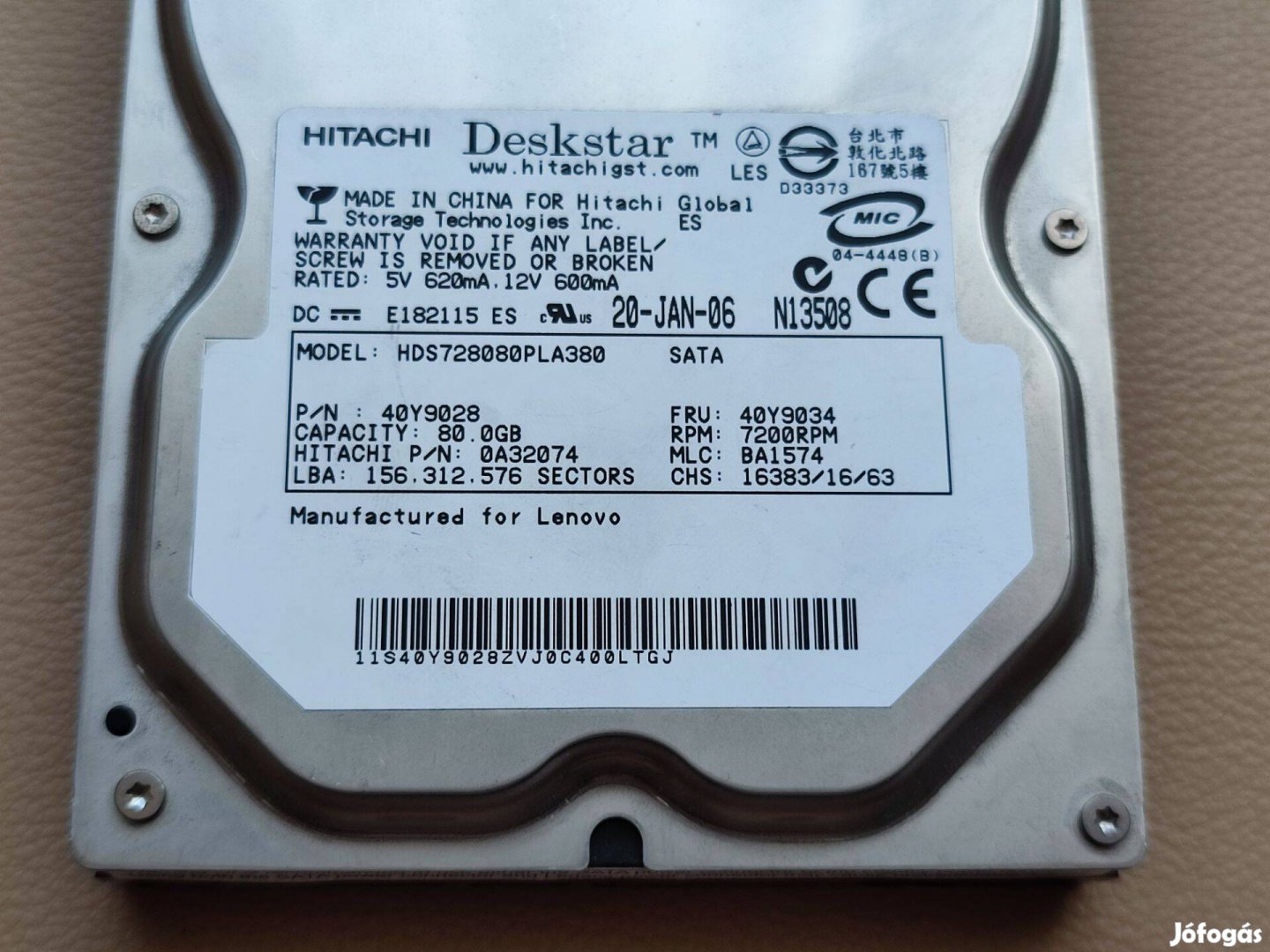 Hitachi 80 GB SATA HDD (winchester)