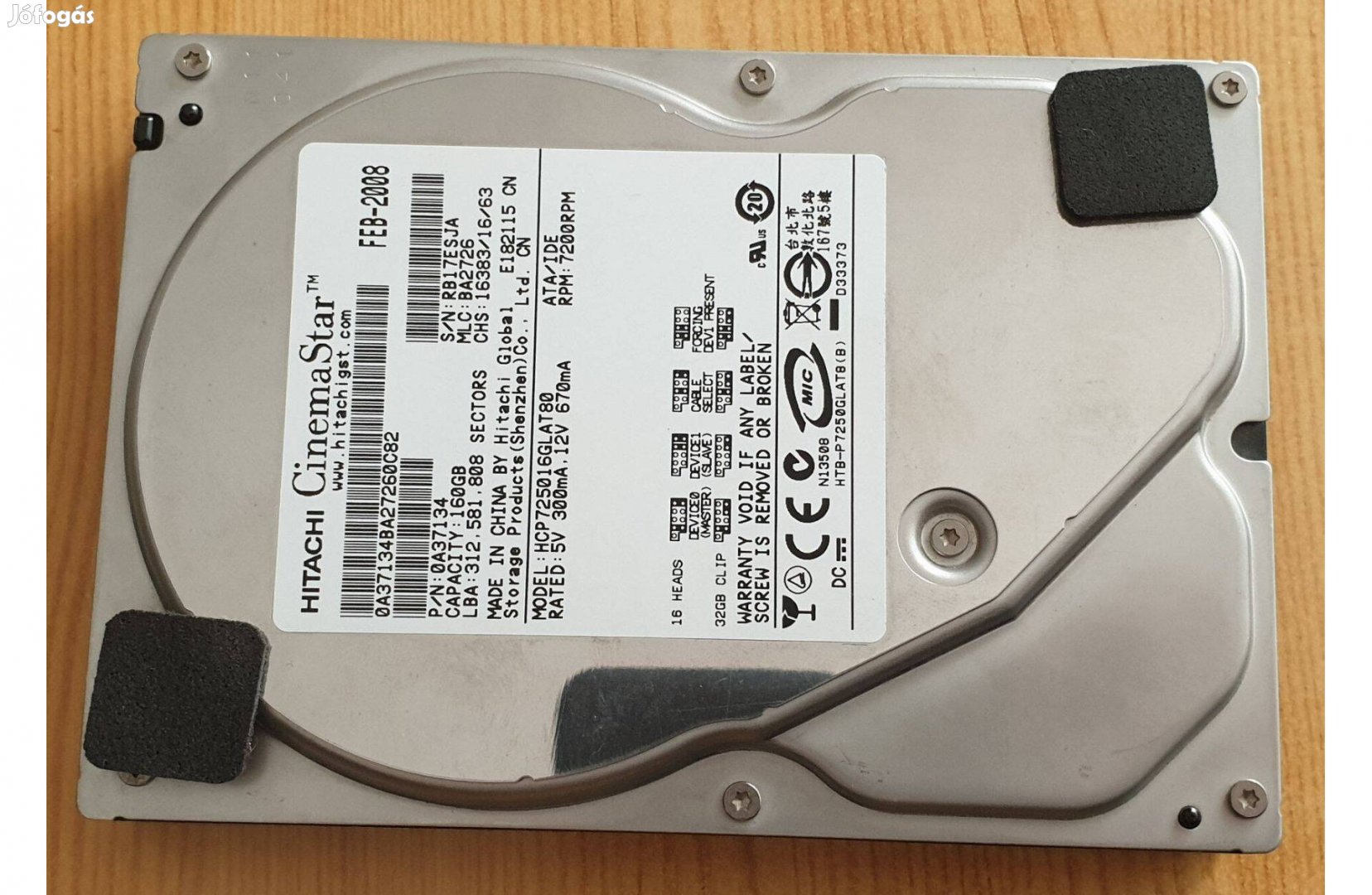 Hitachi Cinema-Star 160GB IDE ATA Winchester kiváló állapotban