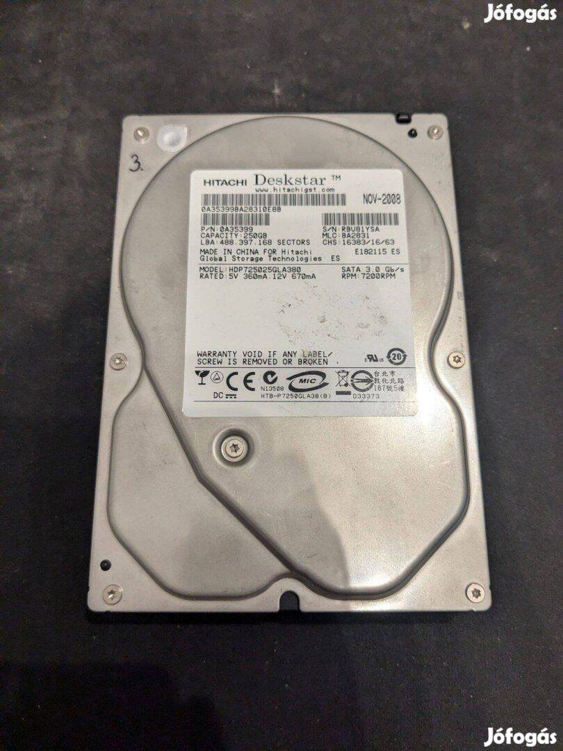 Hitachi Deskstar HDD merevlemez SATA 100/100 250 GB 3,5"