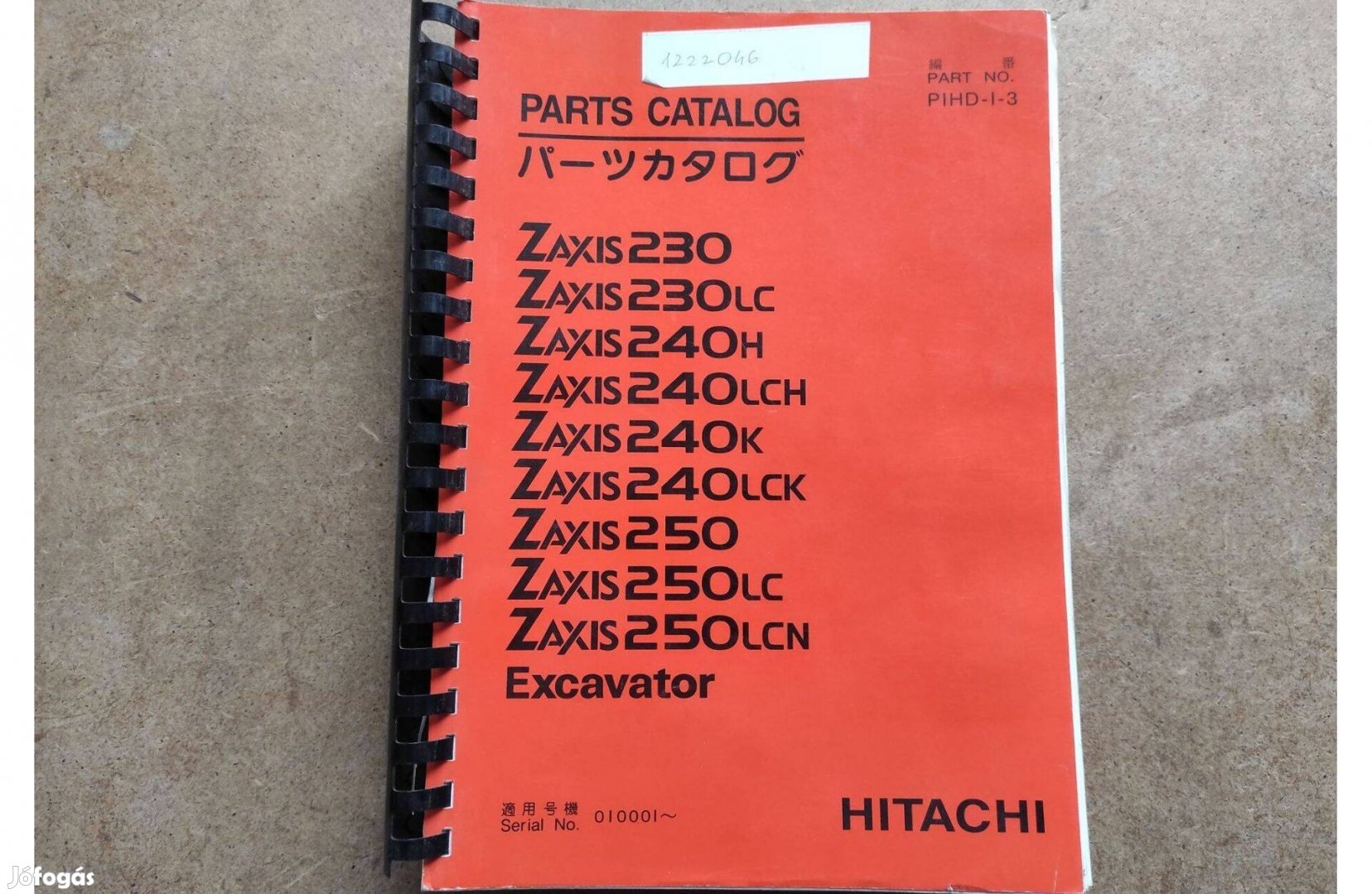 Hitachi Zaxis 230, 240, 250 kotró alkatrészkatalógus