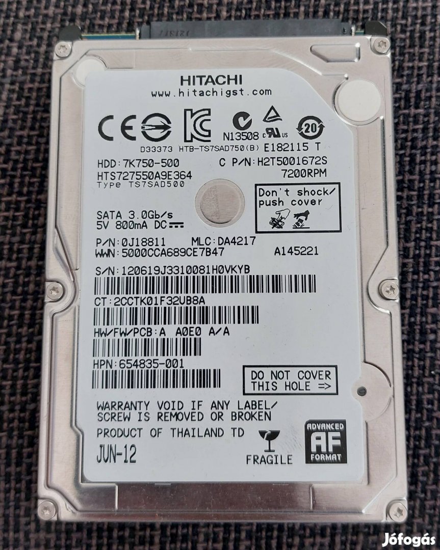 Hitachi laptop (2.5") 500 Gb HDD! Hibátlan!