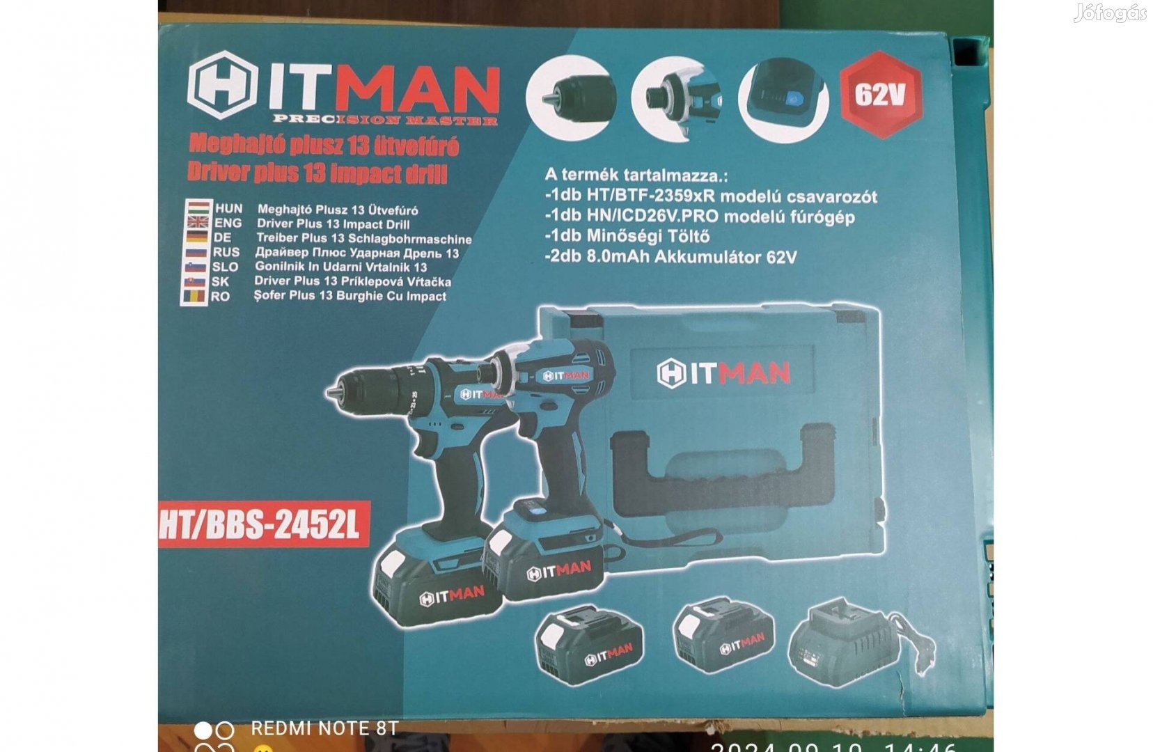 Hitman HT/BBS-2452L 2db. csavarbehajtó 2db. aksi 62V