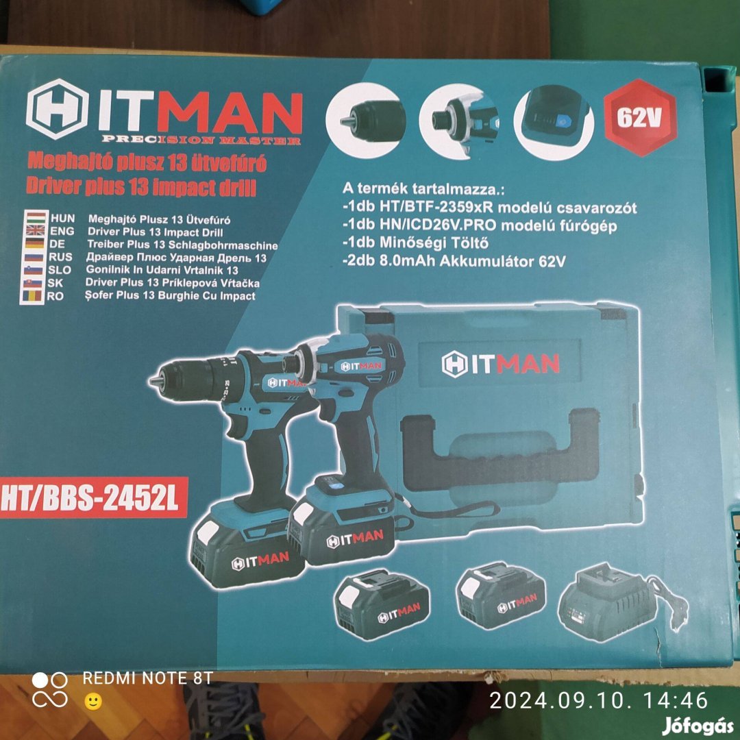 Hitman HT/BBS-2452L 2db. csavarbehajtó 2db. aksi 62V