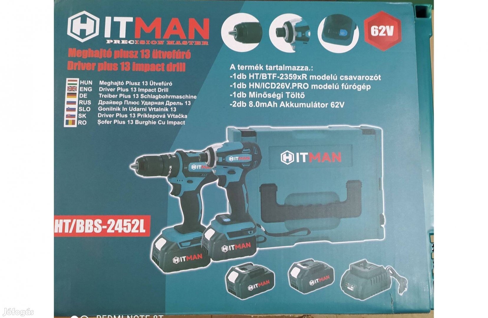 Hitman HT/BBS-2454L 2db. csavarbehajtó 2db. aksi 62V